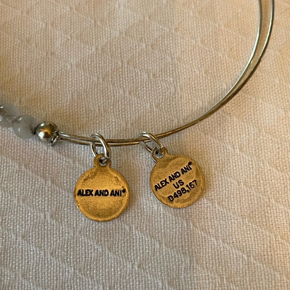 Alex and Ani Gray Crystal and Silver  Toned Beaded Bangle Bracelet. EUC.